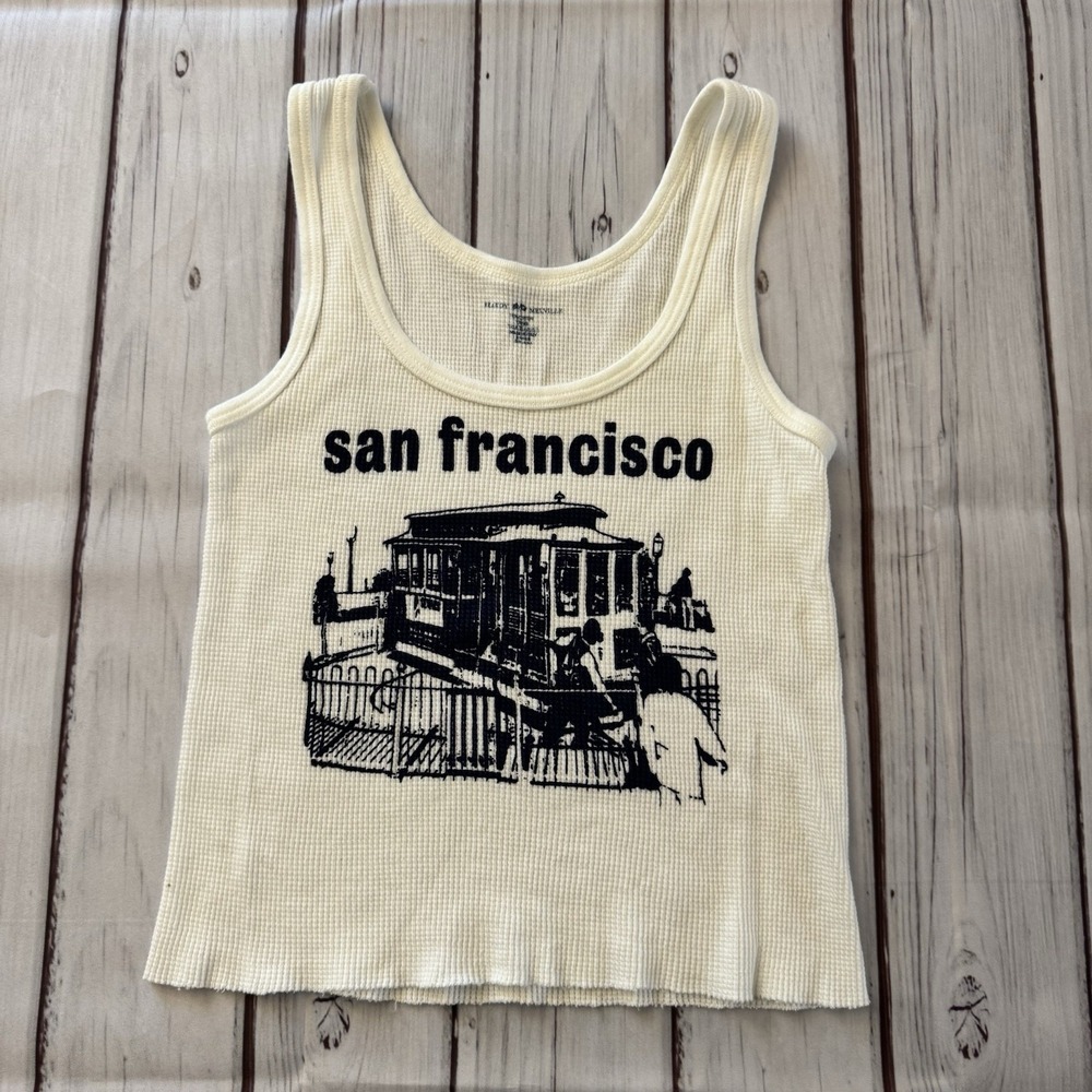 Brandy Melville John Galt Ribbed Tank San Francisco Trolley White Top‎ Sold Out